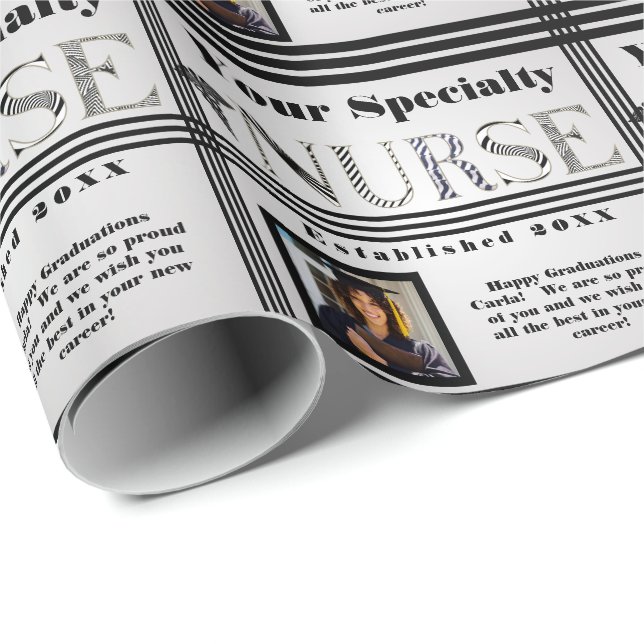 Personalized Nursing Specialty Graduation Photo Wrapping Paper (Roll Corner)