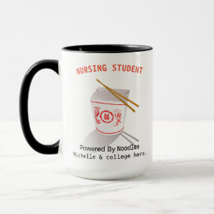 Personalized Nursing Student Powered by Noodles Mug