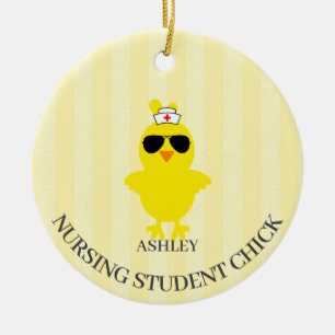 Personalized Nursing Student Sunshade Chick Ceramic Ornament