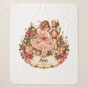 Personalized Nutcracker Ballerina Christmas Orname Sherpa Blanket