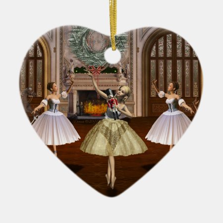 Personalized Nutcracker Ballerina Heart Ornament