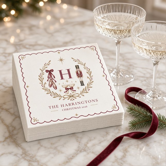 Personalized Nutcracker Ballet Monogram Christmas  Napkins (Creator Uploaded)