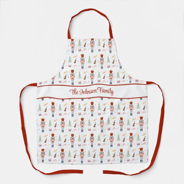 Personalized Nutcracker Ballet Music Holiday Apron (Front)