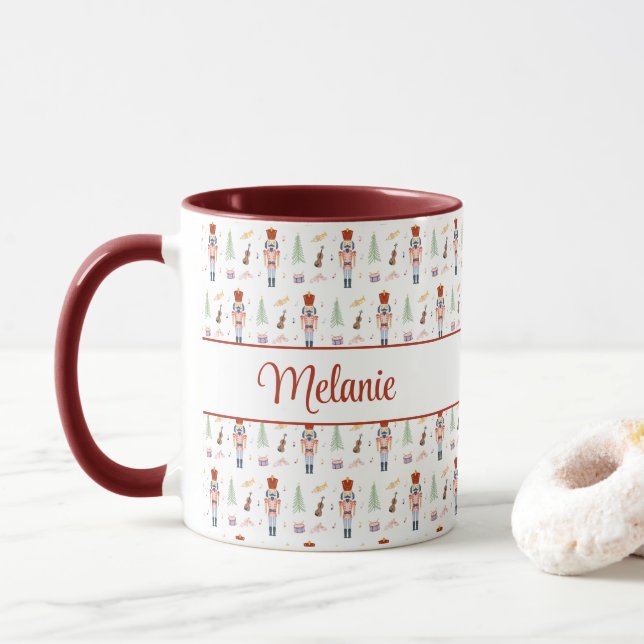 Personalized Nutcracker Ballet Music Holiday Mug (With Donut)