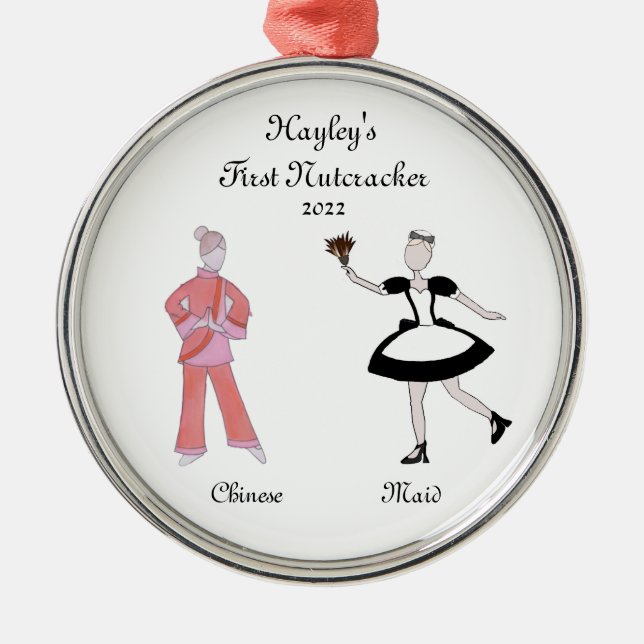 Personalized Nutcracker Chinese Tea/Maid Keepsake Metal Ornament (Front)