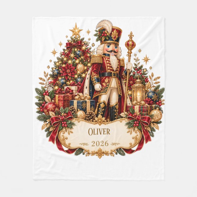 Personalized Nutcracker Christmas Blanket with Nam (Front)