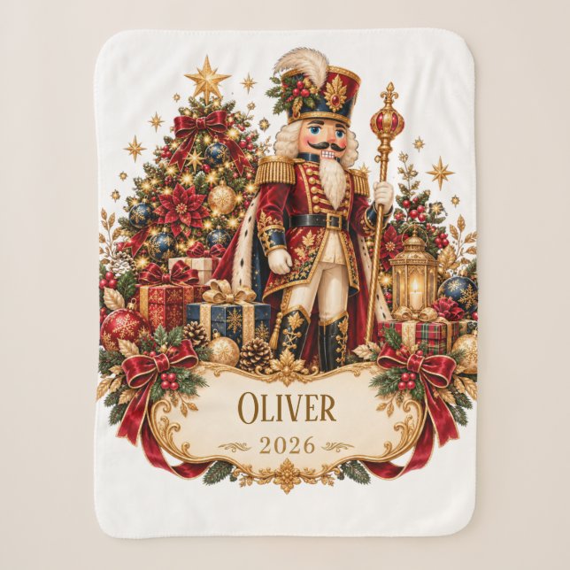 Personalized Nutcracker Christmas Blanket with Nam (Front)