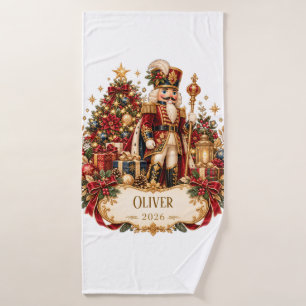 Personalized Nutcracker Christmas Blanket with Nam Bath Towel Set