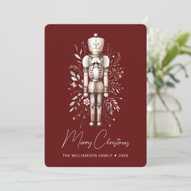 Personalized Nutcracker Christmas Card Red (Standing Front)