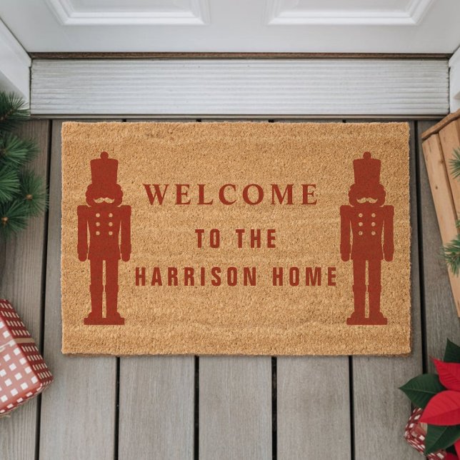 Personalized Nutcracker Christmas Fiber Doormat (Personalized Nutcracker Red Christmas Fiber Doormat
)
