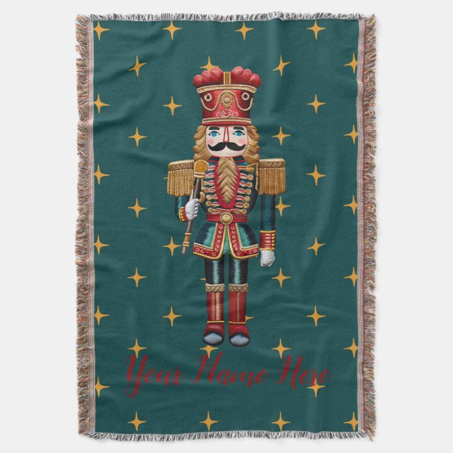 Personalized Nutcracker Christmas Holiday Throw Blanket (Front Vertical)