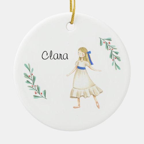 Personalized Nutcracker Clara Keepsake Ceramic Ornament