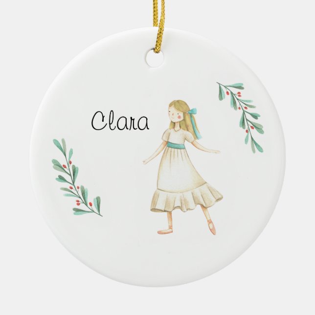 Personalized Nutcracker Clara Keepsake  Ceramic Ornament (Front)
