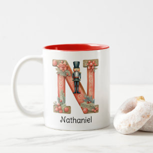 Personalized Nutcracker Monogram N Christmas Two-Tone Coffee Mug