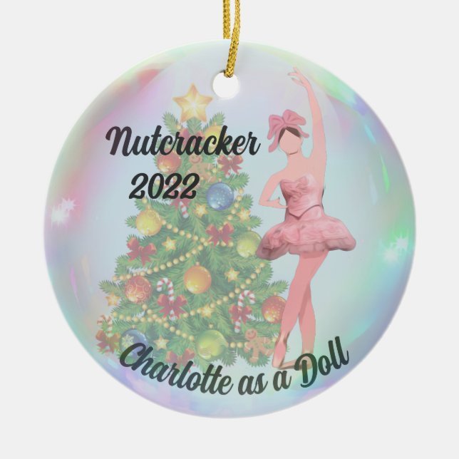 Personalized Nutcracker Ornament - Ballerina Doll (Front)
