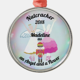 Personalized Nutcracker Ornament - flower and ange