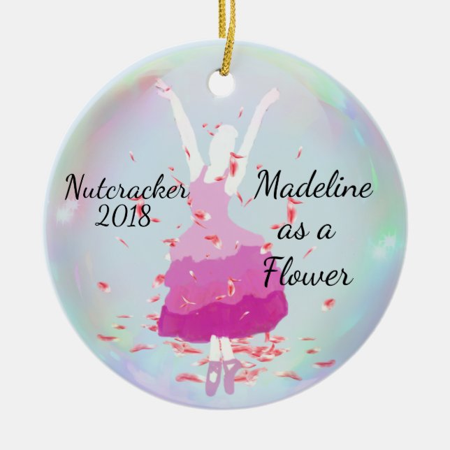 Personalized Nutcracker Ornament - flower/angel (Front)