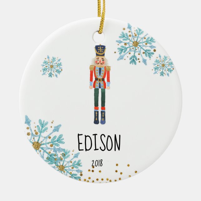 Personalized Nutcracker Ornament for Baby Boy (Front)