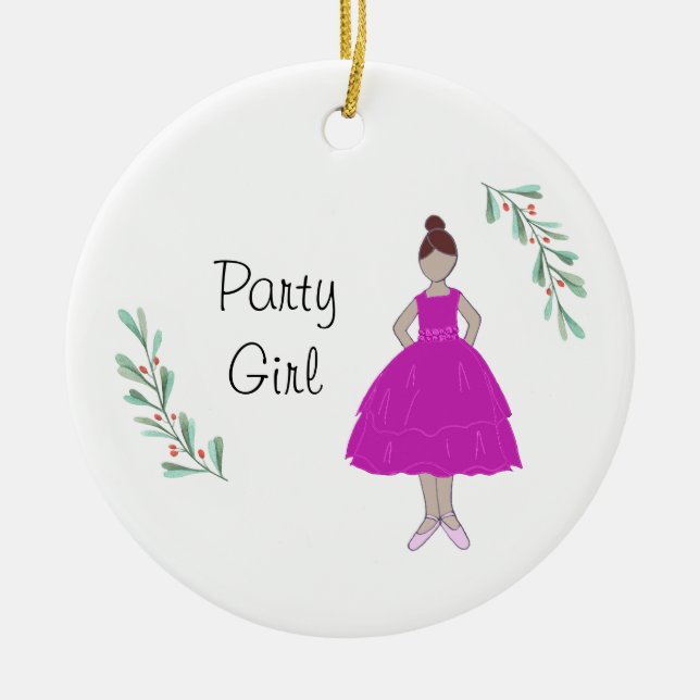 Personalized Nutcracker Party Girl  Keepsake Ceramic Ornament (Front)