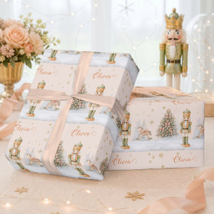 Personalized Nutcracker Prince and Christmas Tree Wrapping Paper