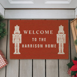 Personalized Nutcracker Red Christmas Fiber Doormat
