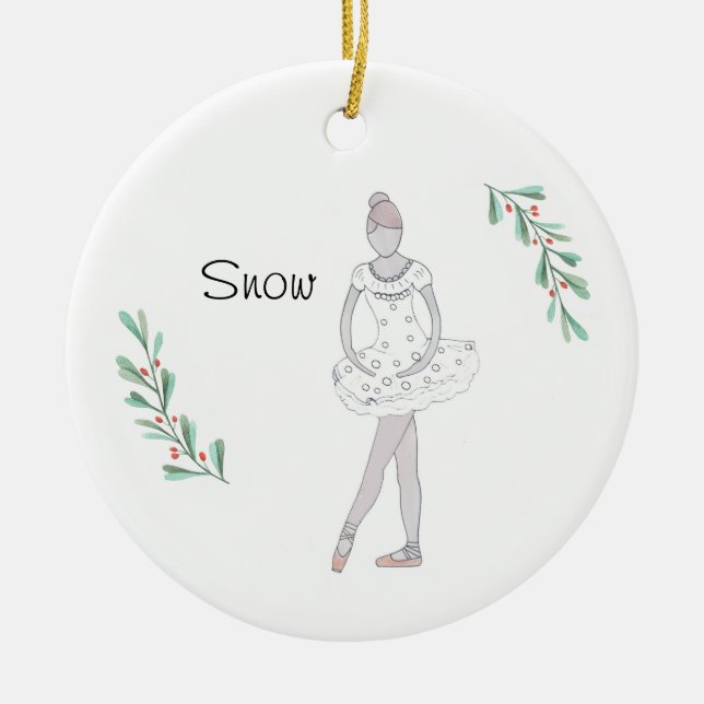 Personalized Nutcracker Snowball Keepsake Ceramic Ornament (Front)
