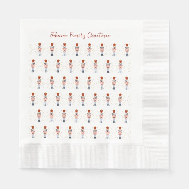 Personalized Nutcracker Soldier Festive Holiday Napkins (Front)