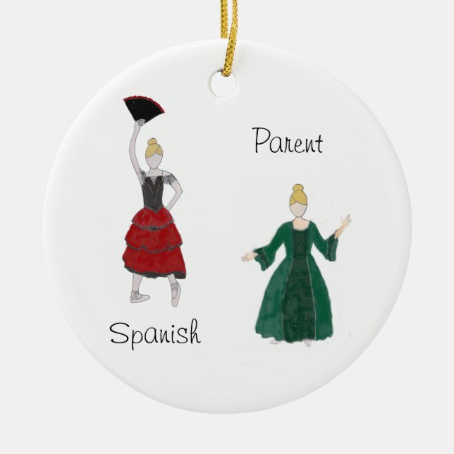Personalized Nutcracker Spanish/Parent Keepsake Ce Ceramic Ornament (Front)