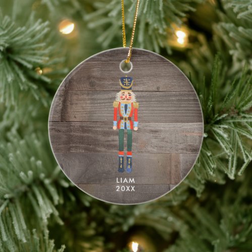 Personalized Nutcracker Toy Soldier Watercolor Ceramic Ornament