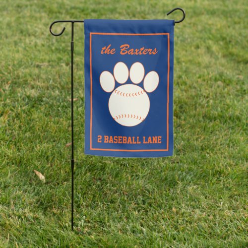 Personalized NY Baseball Paw Print Garden Flag