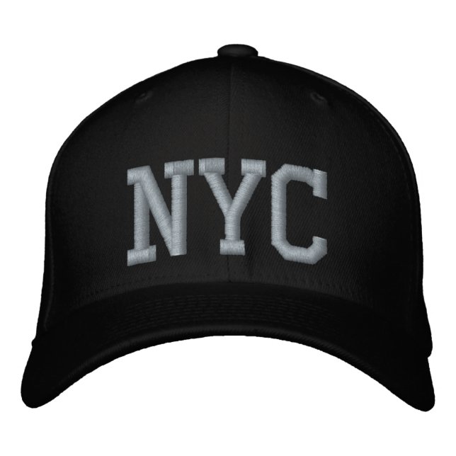 Personalized NYC Custom Black And Pink Embroidered Baseball Cap (Front)