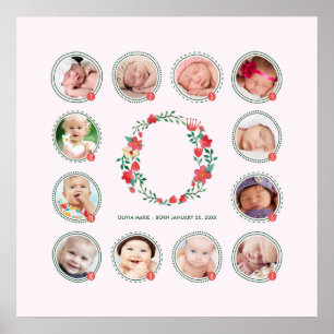 Personalized O Name First Year Photo Keepsake Poster