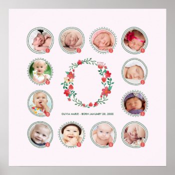 Personalized O Name First Year Photo Keepsake Poster by dulceevents at Zazzle