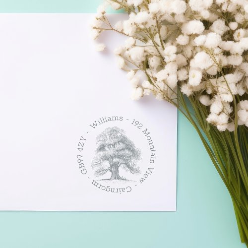 Personalized Oak Tree Home Address  Self_inking Stamp
