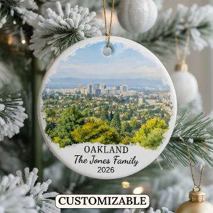 Personalized Oakland Ornament, Custom California Ceramic Ornament