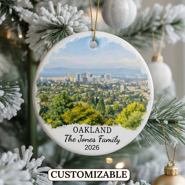 Personalized Oakland Ornament, Custom California Ceramic Ornament (Creator Uploaded)