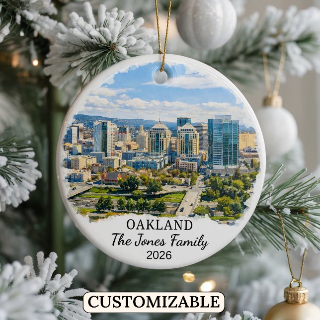 Personalized Oakland Ornament, Custom California Ceramic Ornament (Creator Uploaded)