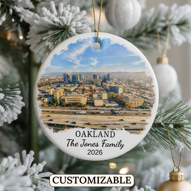 Personalized Oakland Ornament, Custom California Ceramic Ornament (Creator Uploaded)