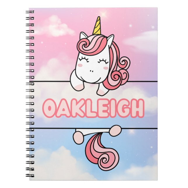 Personalized Oakleigh Unicorn Girlie Notebook (Front)