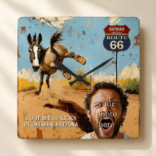 Personalized Oatman Route 66 Photo Square Wall Clock