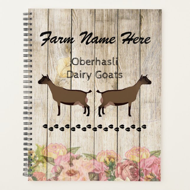 Personalized Oberhasli Dairy Goat Farm Planner (Front)