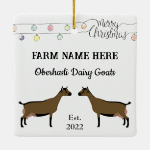 Personalized Oberhasli Dairy Goat White Christmas Ceramic Ornament
