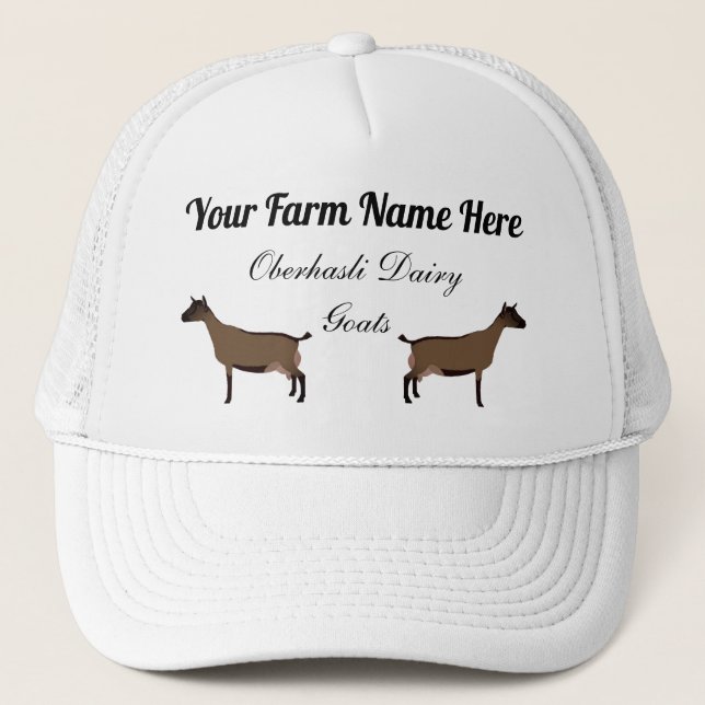 Personalized Oberhasli Dairy Goats Trucker Hat (Front)