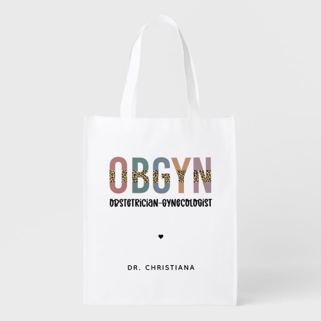 Personalized OBGYN Obstetrician Gynecologist Grocery Bag (Front)