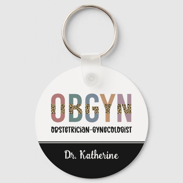 Personalized OBGYN Obstetrician Gynecologist Keychain (Front)