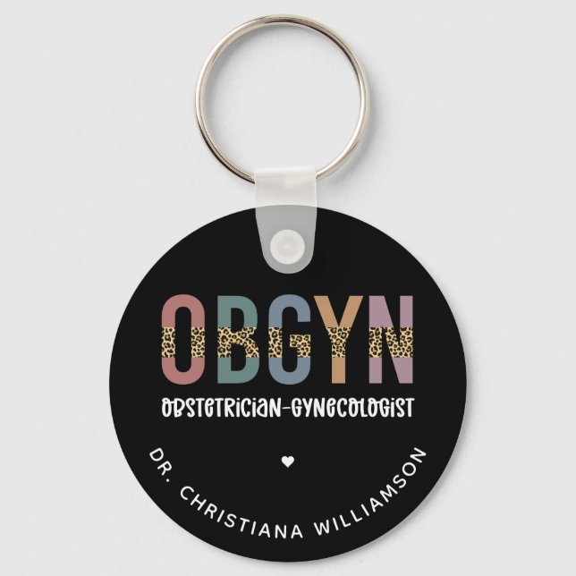 Personalized OBGYN Obstetrician Gynecologist Keychain (Front)
