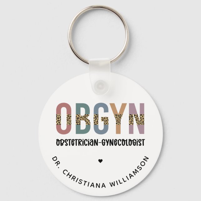 Personalized OBGYN Obstetrician Gynecologist Keychain (Front)