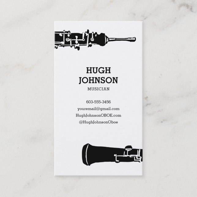 Personalized Oboe Business Card (Front)