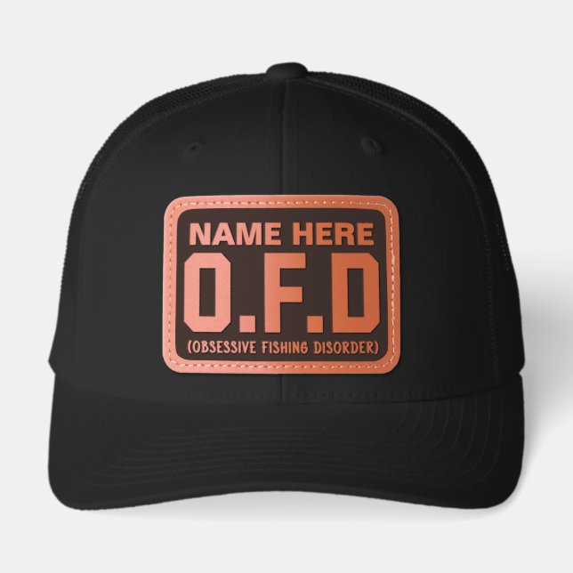 Personalized Obsessive Fishing Disorder Custom Leather Patch Hat (Front)