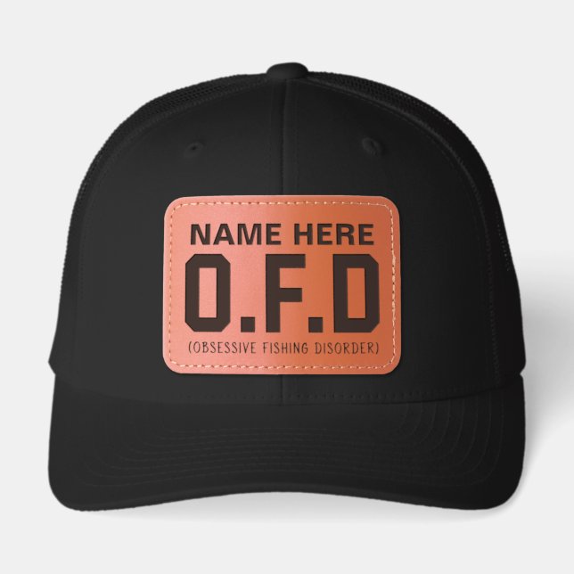 Personalized Obsessive Fishing Disorder Custom Leather Patch Hat (Front)